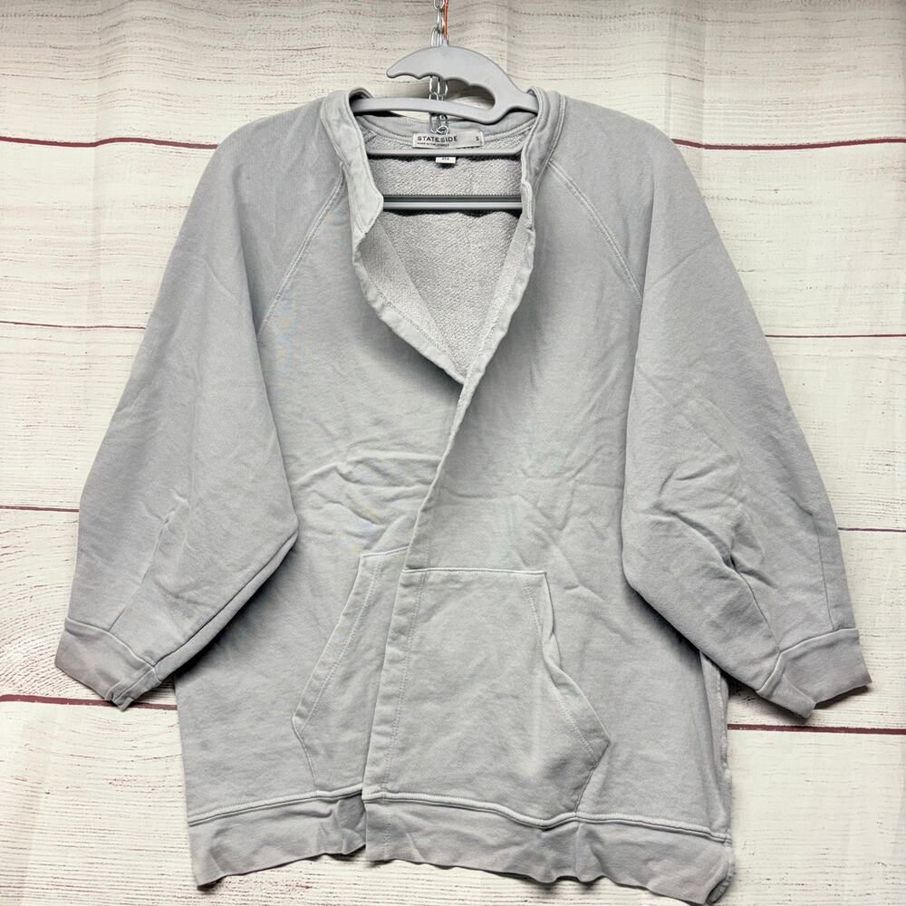 Stateside Grey Surplice Wrap Front Sweatshirt Small Made in USA French Terry